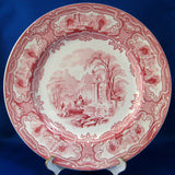 Grimwades Red Transferware Plate Genoa Pink Davenport Italian Landscape 10.5 Inch