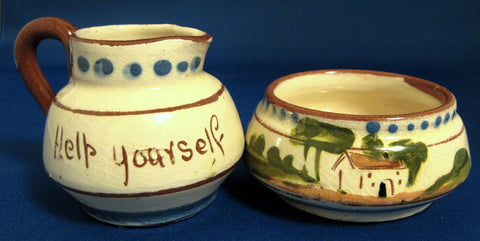 Motto Ware Cream And Sugar Help Yourself Sweeten Taste 1920s Longpark