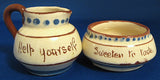 Motto Ware Cream And Sugar Help Yourself Sweeten Taste 1920s Longpark