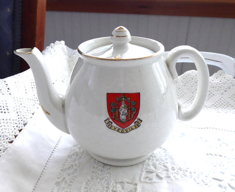 Shelley Crested China Teapot Yeovil Coat Of Arms England Souvenir 1920s