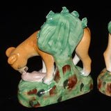 Staffordshire Dog Pair Hounds Ceramic Hand Painted 1920s Nostalgic Decor