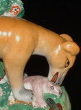 Staffordshire Dog Pair Hounds Ceramic Hand Painted 1920s Nostalgic Decor