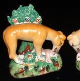 Staffordshire Dog Pair Hounds Ceramic Hand Painted 1920s Nostalgic Decor
