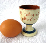 Motto Ware Egg Cup England A Rolling Stone Gathers No Moss 1920s Aller Vale