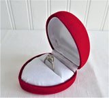 Art Deco Diamond Ring 18k Gold Filigree .52 Carat European Cut Diamond 1930s Heart Box