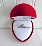 Art Deco Diamond Ring 18k Gold Filigree .52 Carat European Cut Diamond 1930s Heart Box