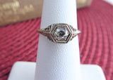 Art Deco Diamond Ring 18k Gold Filigree .52 Carat European Cut Diamond 1930s Heart Box