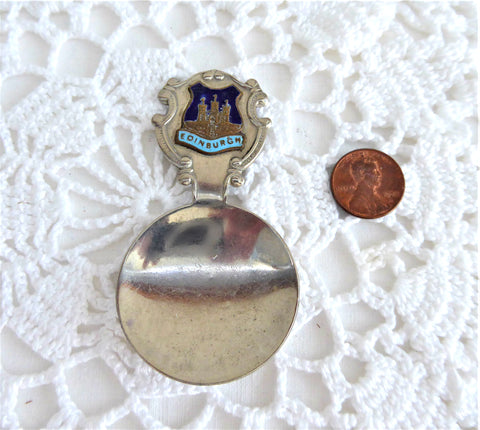 Edinburgh Scotland Tea Caddy Spoon Tea Scoop Enamel Shield Finial 1930s