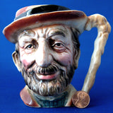 English Character Jug Bearded Man With Cane 1930s Hand Painted Toby Jug