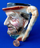 English Character Jug Bearded Man With Cane 1930s Hand Painted Toby Jug