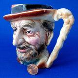English Character Jug Bearded Man With Cane 1930s Hand Painted Toby Jug