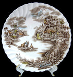 Johnson Brothers Happy England Luncheon Plate English Made 1940s Brown Transferware