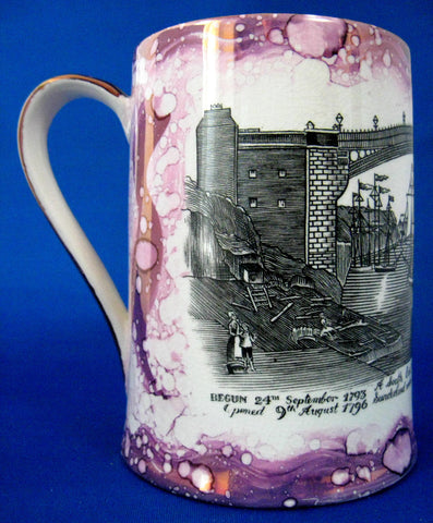 Purple Luster Tankard Iron Bridge Engraving Grays 1930s Sunderland Pink Luster