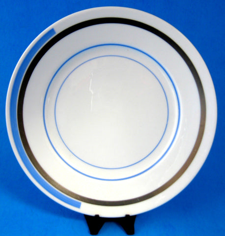 Shelley Salad Plate Blue And Silver Bands Art Deco Eve 1930s 7 Inches