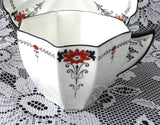 Shelley Daisy Teacup Trio Red Enamel Queen Anne Paneled Art Deco 1920s Teatime