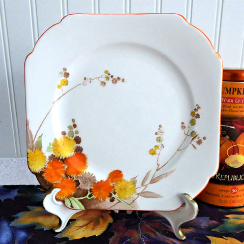 Shelley Art Deco Acacia Salad Plate Orange Yellow Square 1930s Vincent Shape