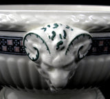 Wedgwood Bowl Trentham Art Deco Rams Heads Checkers 1930s Vegetable Cream Ware