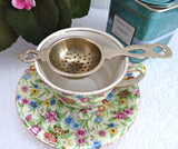 Tea Strainer Pierced Heart Handle Vintage 1920-1930s England EPNS