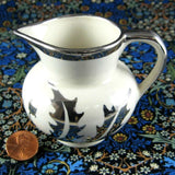 English Silver Luster Pitcher Jug Lancaster Sandland 1930s Silver Leaves Creamer