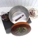 English Humidor Biscuit Box Wood Veneer Aluminum Liner 1930s Cries Of London