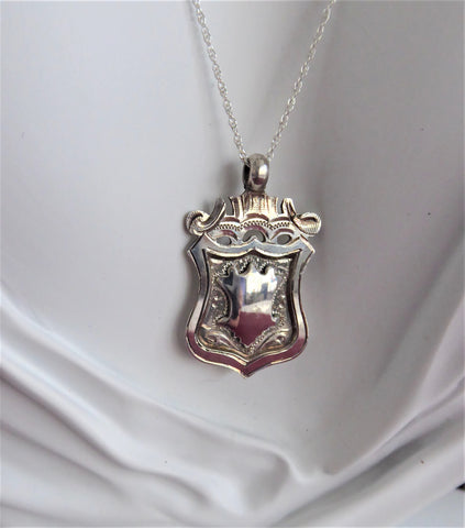 Necklace Watch Fob Pendant English Sterling Silver 1937 Chester Sterling Chain Fancy
