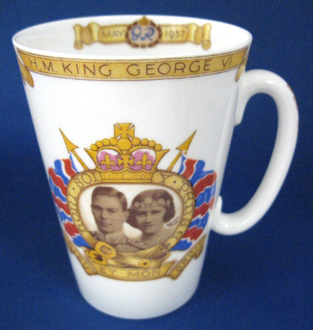 King George VI  Coronation Shelley Tall Mug England 1937 Royal Commemorative