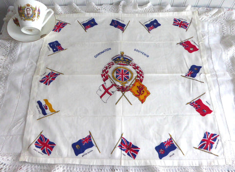 Scarf Coronation Edward VIII George VI 1937 Crown Flags Handkerchief