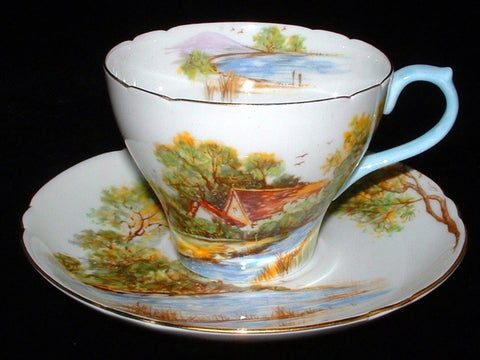 Shelley England Cup And Saucer Old Mill New Cambridge Shape 1949-1966
