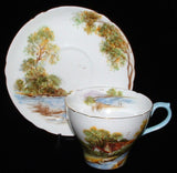 Shelley England Cup And Saucer Old Mill New Cambridge Shape 1949-1966