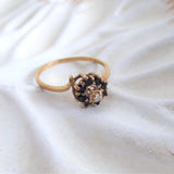 Estate Ring Diamond Sapphires English Size 6 Ring Cluster Halo 9kt Gold 1940s