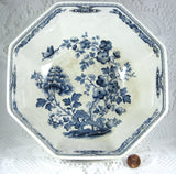 Masons Blue Transferware Manchu Bowl 8.5 Octagonal 1940s Ironstone Blue And White