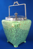 English Brama Gold Green Chintz Biscuit Barrel 1940s Cookie Jar Floral Midwinter
