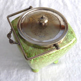 English Brama Gold Green Chintz Biscuit Barrel 1940s Cookie Jar Floral Midwinter