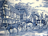 Myott Royal Mail Blue Transferware Dinner Plate 1940s Ironstone Coaching Scene