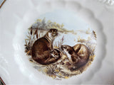 Otters Plate Luncheon White Wheat Embossed Ironstone England 1940s Weatherby