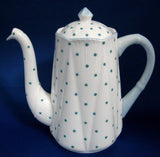 Shelley England Polka Dot Dainty Coffee Pot Turquoise Dots 1950s Tall Teapot