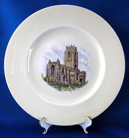Plate Shelley China Liverpool Cathedral Charger England 1940s English Bone China