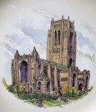 Plate Shelley China Liverpool Cathedral Charger England 1940s English Bone China