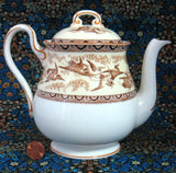 Shelley  Teapot Storks Herons Yellow Brown Gainsborough Shape Birds 1940s