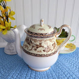 Shelley  Teapot Storks Herons Yellow Brown Gainsborough Shape Birds 1940s