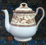 Shelley  Teapot Storks Herons Yellow Brown Gainsborough Shape Birds 1940s