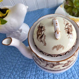Shelley  Teapot Storks Herons Yellow Brown Gainsborough Shape Birds 1940s