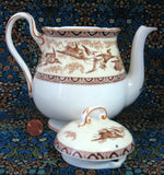 Shelley  Teapot Storks Herons Yellow Brown Gainsborough Shape Birds 1940s