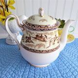 Shelley  Teapot Storks Herons Yellow Brown Gainsborough Shape Birds 1940s