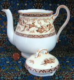 Shelley  Teapot Storks Herons Yellow Brown Gainsborough Shape Birds 1940s