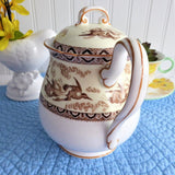 Shelley  Teapot Storks Herons Yellow Brown Gainsborough Shape Birds 1940s