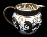 Wedgwood Gold Luster Creamer Jug 1940s Hand Painted Grapes Pitcher