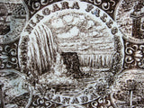 Niagara Falls Canada Brown Transferware Souvenir Plate 10 Inches Wood 1940s