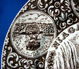 Niagara Falls Canada Brown Transferware Souvenir Plate 10 Inches Wood 1940s