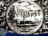 Niagara Falls Canada Brown Transferware Souvenir Plate 10 Inches Wood 1940s